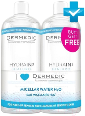 Мицеллярная вода Dermedic Hydrain3 Hialuro H2O (2x500мл)