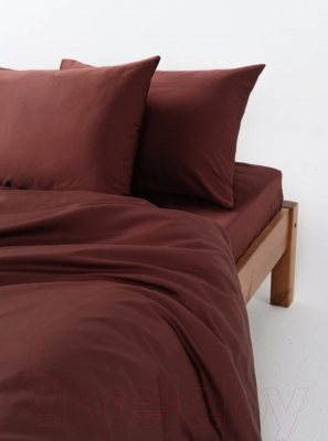 Комплект постельного белья GoodNight Сатин Делюкс Евро / 401438 (50x70, шоколад)