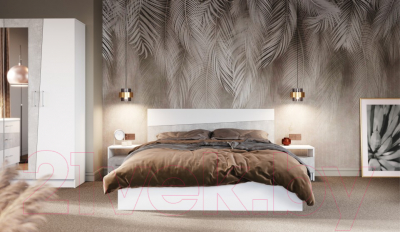 Изображение товара Комплект мебели для спальни Империал Антария 3 (белый жемчуг/ателье)