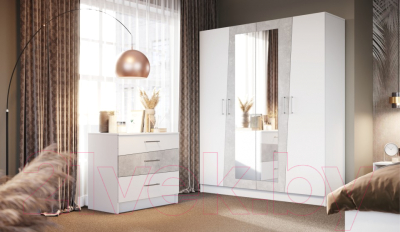 Комплект мебели для спальни Империал Антария 4 (белый жемчуг/ателье)