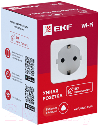 Умная розетка EKF Сonnect Wi-Fi / RCS-1-WF (белый)
