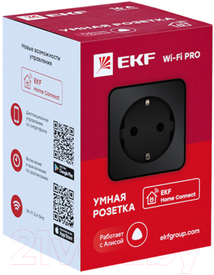 Умная розетка EKF Сonnect Pro Wi-Fi / RCS-2-WF (черный)