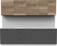 Кухонный гарнитур Интермебель Микс Топ-9 2.6м без столешницы (дуб каньон/графит серый) - 