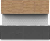 Кухонный гарнитур Интермебель Микс Топ-9 2.6м без столешницы (дуб крафт золотой/графит серый) - 