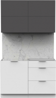 Кухонный гарнитур Интермебель Микс Топ-31 1.2м без столешницы (графит серый/белый премиум) - 