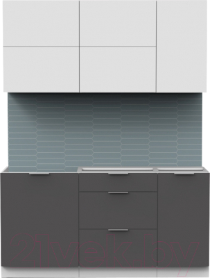 Кухонный гарнитур Интермебель Микс Топ-32 1.6м без столешницы (белый премиум/графит серый)
