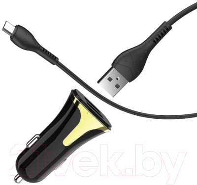 Зарядное устройство автомобильное Hoco Z31 +кабель Micro (черный)