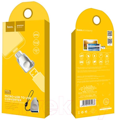 Изображение товара Адаптер Hoco UA10 OTG (серебристый)