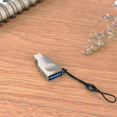 Адаптер Hoco UA9 Type-C-USB (серебристый)