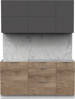 Кухонный гарнитур Интермебель Микс Топ-32 1.6м без столешницы (графит серый/дуб каньон) - 