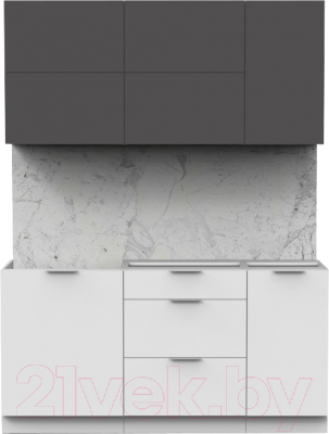 Кухонный гарнитур Интермебель Микс Топ-32 1.6м без столешницы (графит серый/белый премиум)