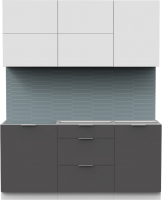 Готовая кухня Интермебель Микс Топ-33 1.7м без столешницы (белый премиум/графит серый) - 