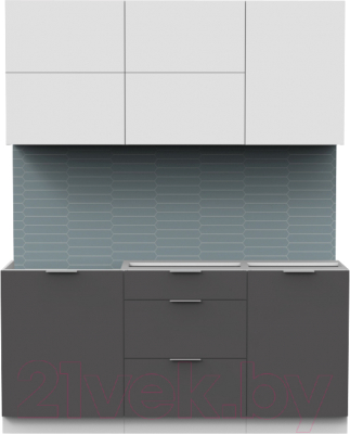 Кухонный гарнитур Интермебель Микс Топ-33 1.7м без столешницы (белый премиум/графит серый)