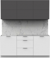 Готовая кухня Интермебель Микс Топ-34 1.8м без столешницы (графит серый/белый премиум) - 