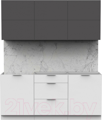 Кухонный гарнитур Интермебель Микс Топ-34 1.8м без столешницы (графит серый/белый премиум)