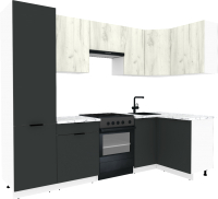 Готовая кухня ВерсоМебель Эко-1 1.2x2.6 правая (дуб крафт белый/антрацит/ст.мрамор итальянский) - 