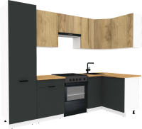Готовая кухня ВерсоМебель Эко-1 1.2x2.6 правая (дуб крафт золотой/антрацит/ст.золотистый дуб) - 