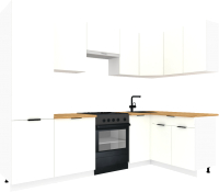 Кухонный гарнитур ВерсоМебель Эко-1 1.4x2.6 правая (белый фасадный/ст.золотистый дуб) - 