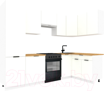 Готовая кухня ВерсоМебель Эко-1 1.4x2.6 правая (белый фасадный/ст.золотистый дуб)