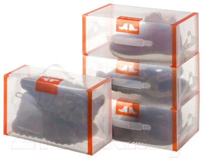 Набор коробок для обуви El Casa 680002 (4шт, оранжевая кайма)