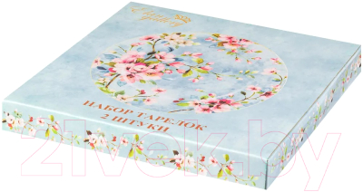 Изображение товара Набор тарелок Elan Gallery Яблоневый цвет на голубом / 420430