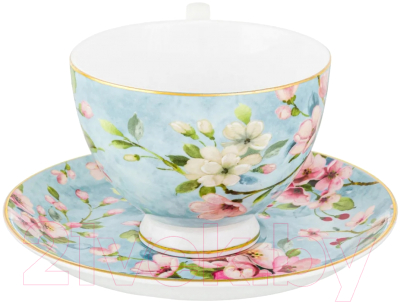 Набор для чая/кофе Elan Gallery Яблоневый цвет на голубом / 420441
