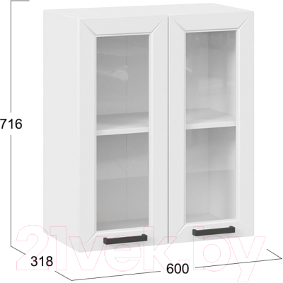 Шкаф навесной для кухни ТриЯ Лорас 1В6С (белый/холст белый)