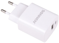 Зарядное устройство сетевое Sonnen USB+Type-C QC 3.0, 3 А / 455505 (белый) - 