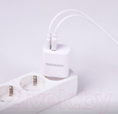 Зарядное устройство сетевое Sonnen USB+Type-C QC 3.0, 3 А / 455505 (белый)
