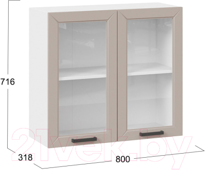 Шкаф навесной для кухни ТриЯ Лорас 1В8С (белый/холст латте)