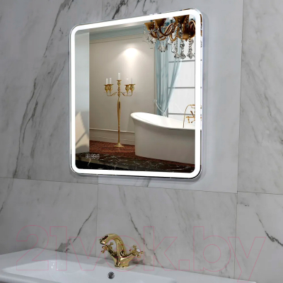 Зеркало Пекам Marta 1 60x60 / marta1-60x60scl (с подсветкой, сенсором на прикосновение и часами)