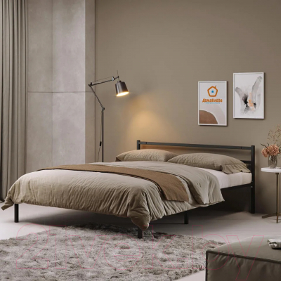 Двуспальная кровать Домаклево Лофт 160x200 (серый)