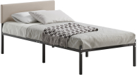 Односпальная кровать Домаклево Лофт с мягкой спинкой 80x200 (черный/светлый) - 