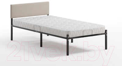 Односпальная кровать Домаклево Лофт с мягкой спинкой 80x200 (черный/светлый)