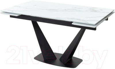 Обеденный стол M-City Ниагара 140 / 480M04460 (белый мрамор/черный)