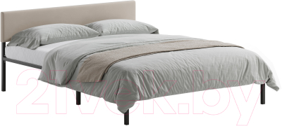 Полуторная кровать Домаклево Лофт с мягкой спинкой 140x200 (черный/светлый)