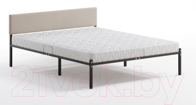 Двуспальная кровать Домаклево Лофт с мягкой спинкой 180x200 (черный/светлый)