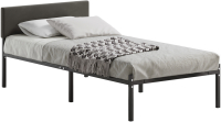 Односпальная кровать Домаклево Лофт с мягкой спинкой 80x200 (черный/темный) - 