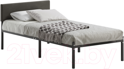 Односпальная кровать Домаклево Лофт с мягкой спинкой 80x200 (черный/темный)