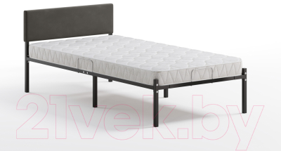 Односпальная кровать Домаклево Лофт с мягкой спинкой 80x200 (черный/темный)