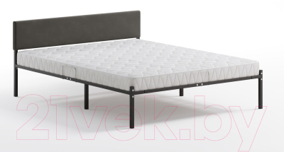 Полуторная кровать Домаклево Лофт с мягкой спинкой 120x200 (черный/темный)