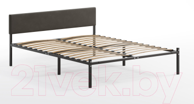 Полуторная кровать Домаклево Лофт с мягкой спинкой 120x200 (черный/темный)
