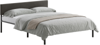 Двуспальная кровать Домаклево Лофт с мягкой спинкой 160x200 (черный/темный) - 