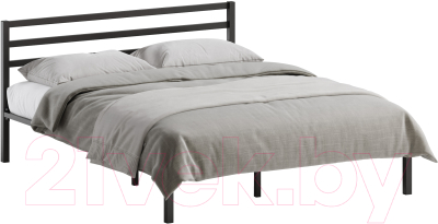 Двуспальная кровать Домаклево Сталь 160x200 (черный)