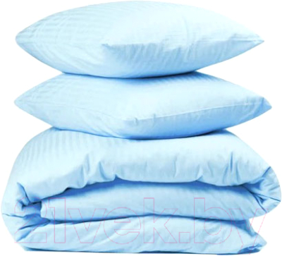 Комплект постельного белья GoodNight Страйп-сатин Евро / 333513 (50x70, голубой)