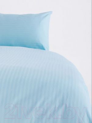 Комплект постельного белья GoodNight Страйп-сатин Евро / 333513 (50x70, голубой)
