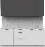 Кухонный гарнитур Интермебель Микс Топ-35 2.0м без столешницы (графит серый/белый премиум) - 