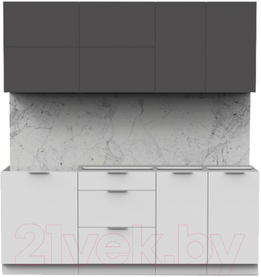Готовая кухня Интермебель Микс Топ-35 2.0м без столешницы (графит серый/белый премиум)