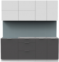Кухонный гарнитур Интермебель Микс Топ-35 2.0м без столешницы (белый премиум/графит серый) - 