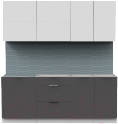 Кухонный гарнитур Интермебель Микс Топ-35 2.0м без столешницы (белый премиум/графит серый)